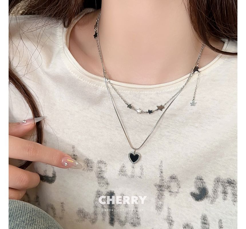 Heart Alloy Set / Star Necklace Choker Pendant