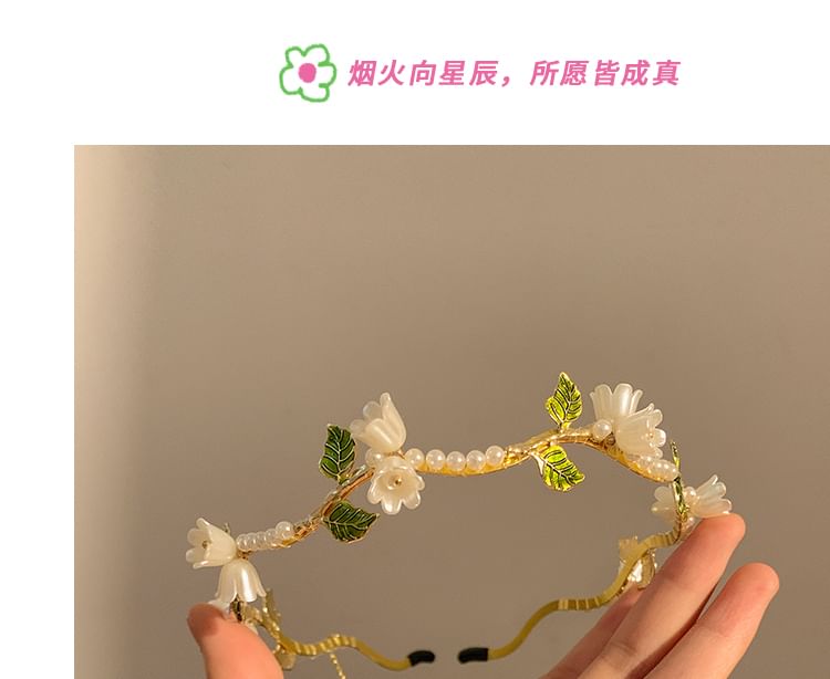 Floral Faux Headband Pearl