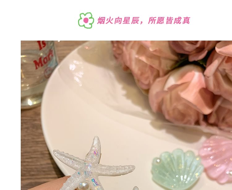 Pearl Starfish Resin Clip Hair / Shell Faux