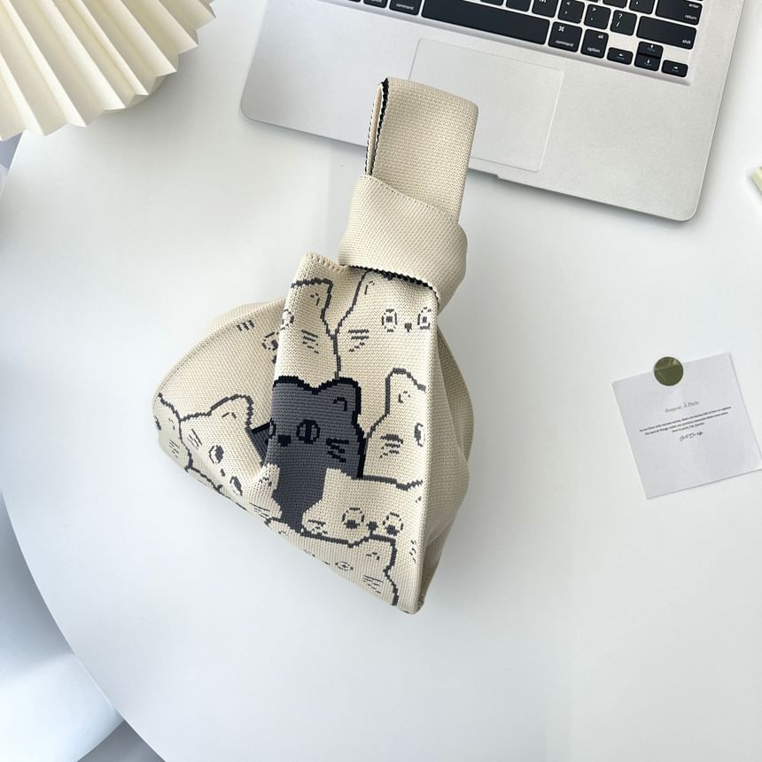 Cat Knit Bag Print Tote
