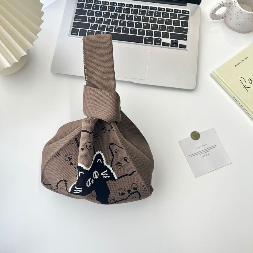 Cat Knit Bag Print Tote