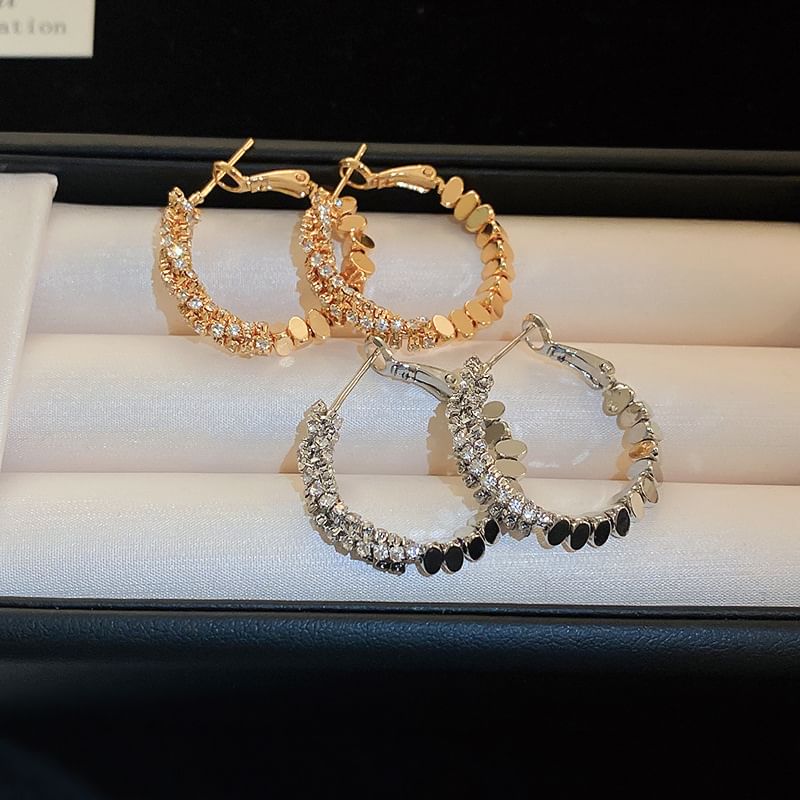 Alloy Earring Rhinestone Hoop