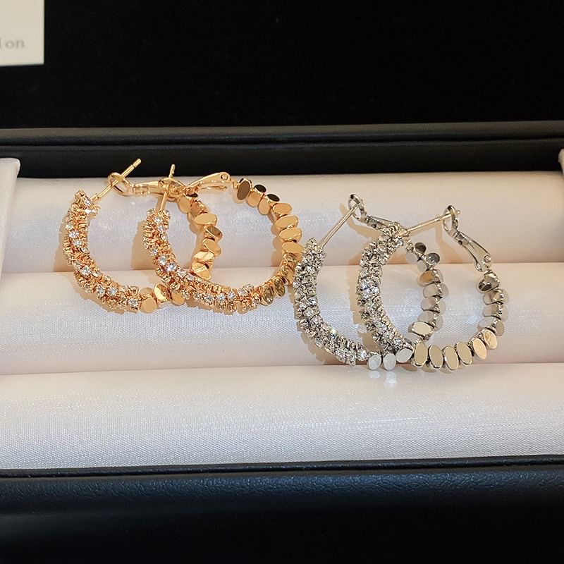 Alloy Earring Rhinestone Hoop
