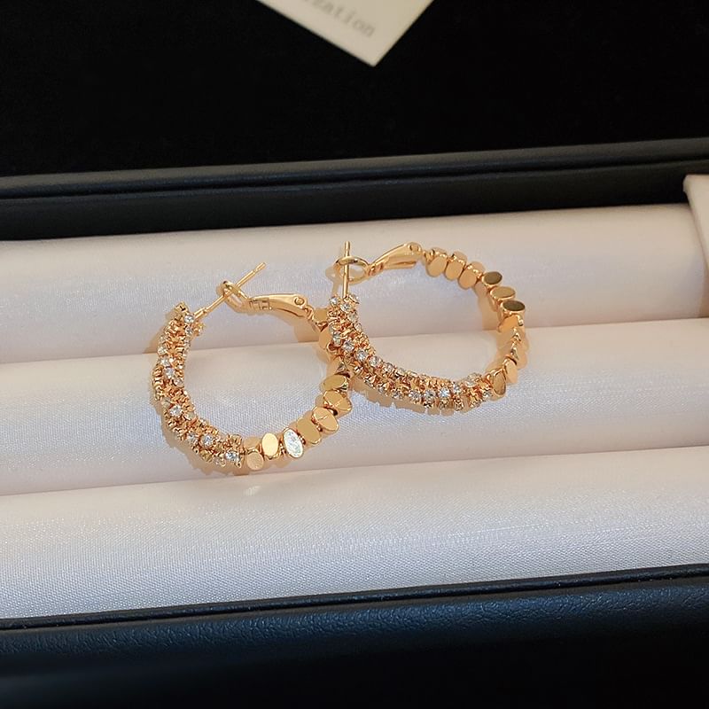 Alloy Earring Rhinestone Hoop
