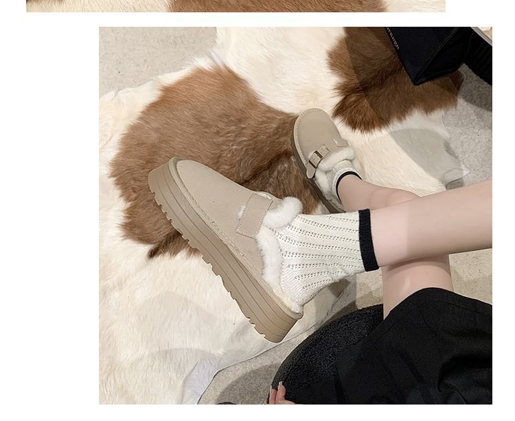 Platform Buckled Mules Fleece-Lined