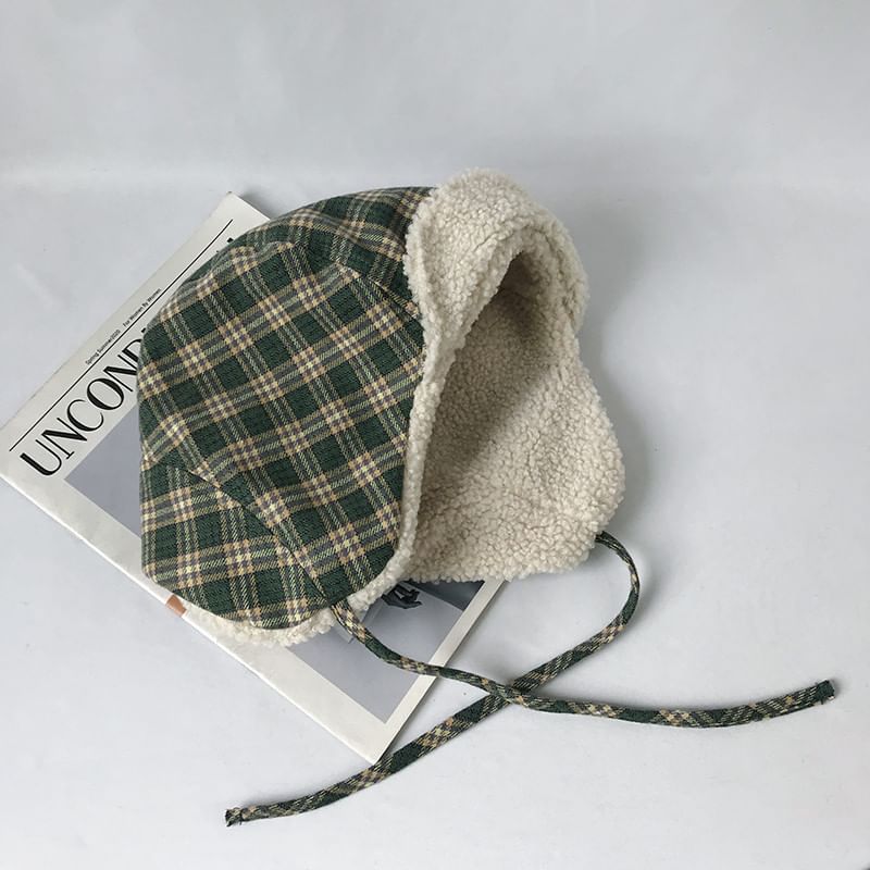 Plaid Trapper Fleece Lined Hat