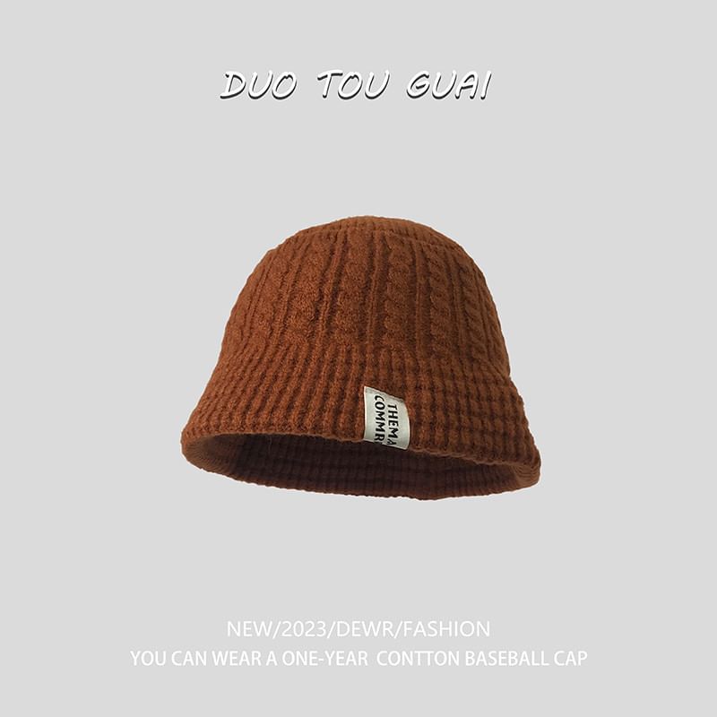 Bucket Hat Lettering Applique Knit