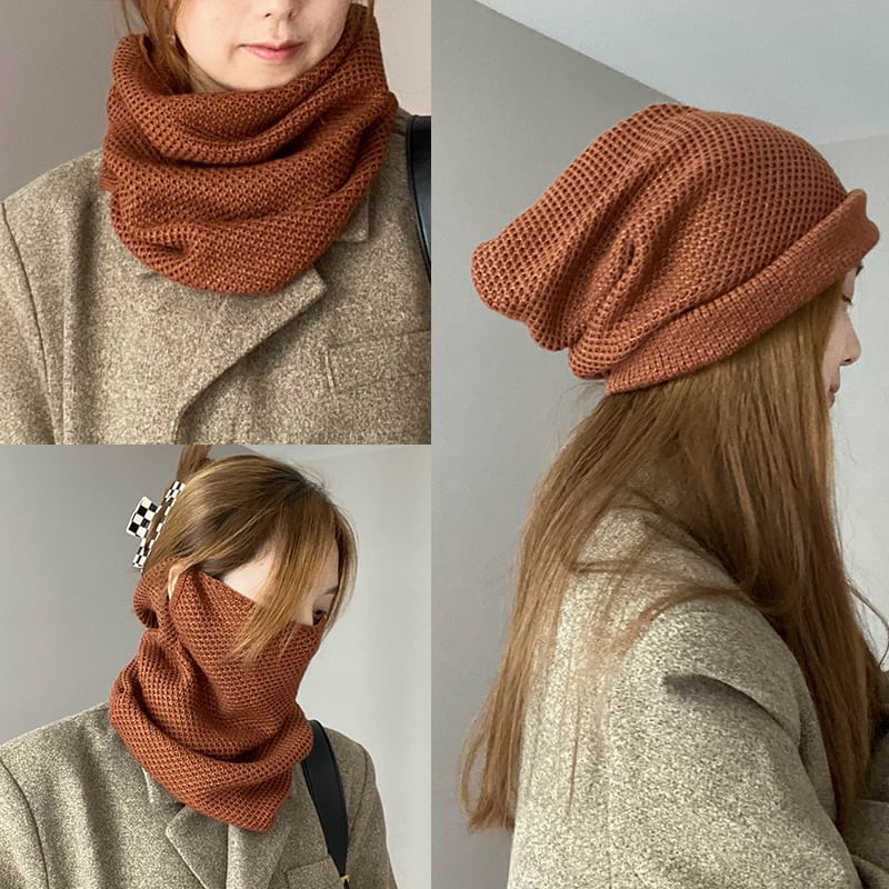 Beanie Multi-Way Scarf Houndstooth / Knit