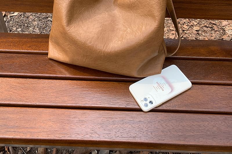 Leather Bucket Crossbody Plain Faux Bag