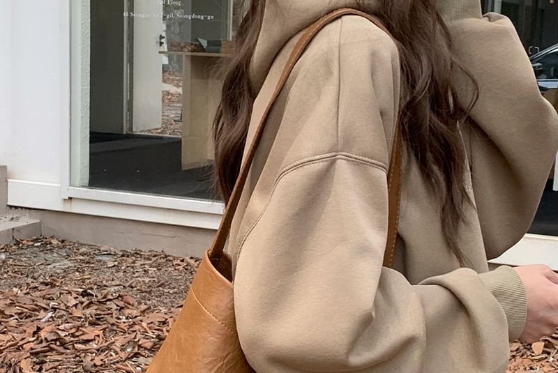 Leather Bucket Crossbody Plain Faux Bag