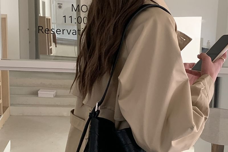 Leather Bucket Crossbody Plain Faux Bag