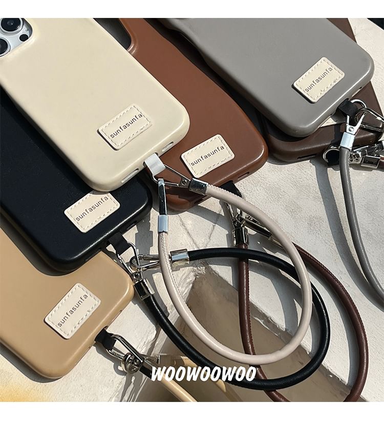 Case Phone Leather Faux Applique Lettering