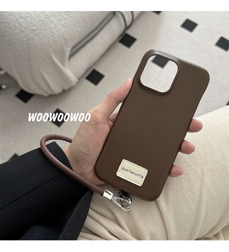 Case Phone Leather Faux Applique Lettering