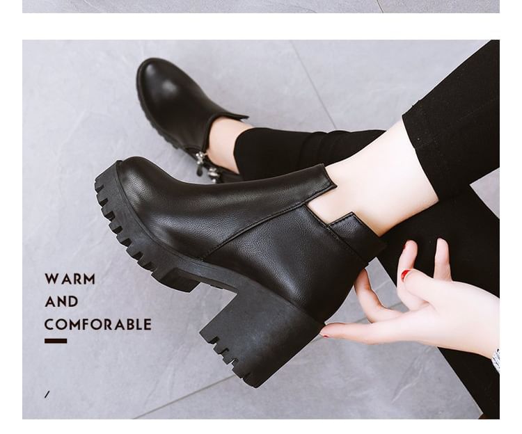 Platform Heel Ankle Chunky Boots