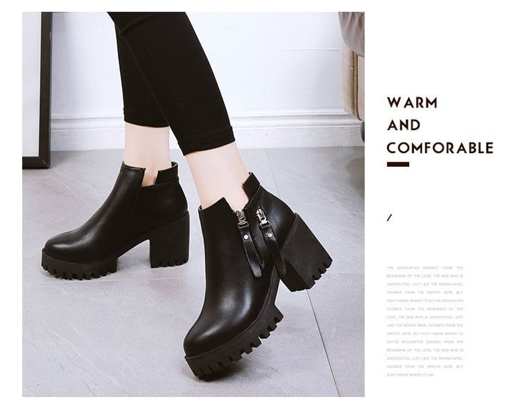 Platform Heel Ankle Chunky Boots