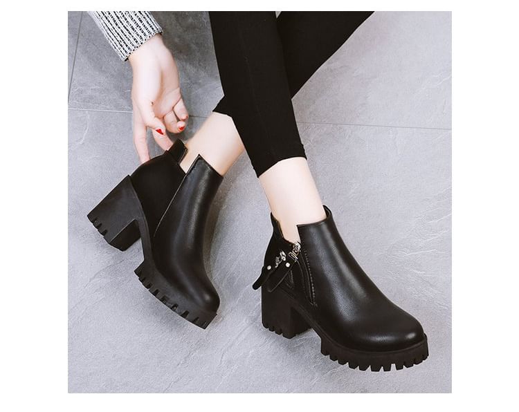 Platform Heel Ankle Chunky Boots