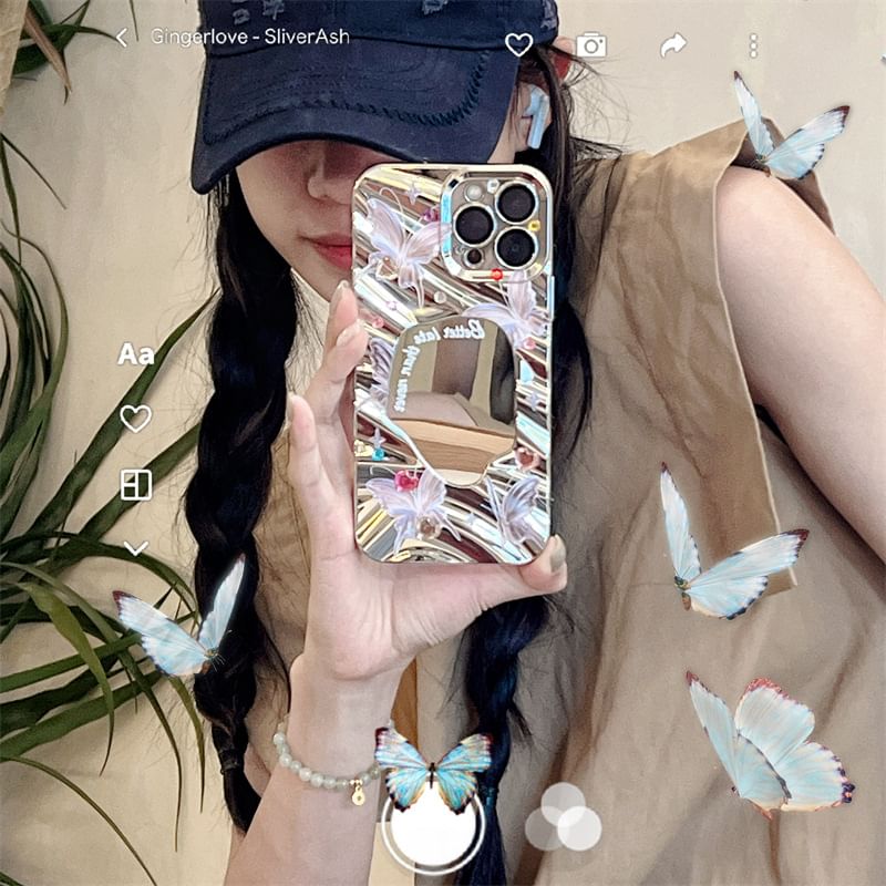 Butterfly Case Mirrored Phone