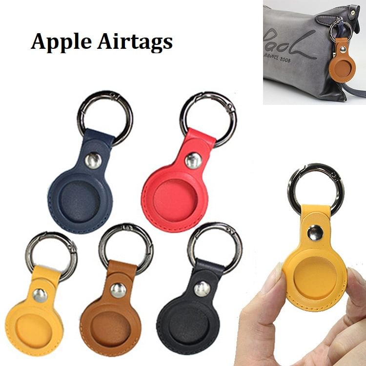 Faux AirTag Keyring Leather Holder