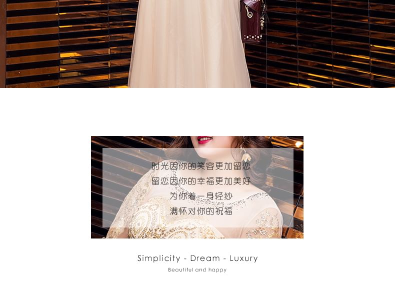 Size Gown Plus A-Line Detail Mesh Sequined Sleeve Evening Cap