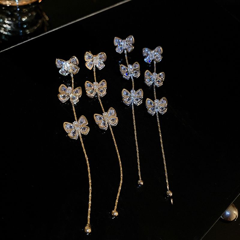 Drop Rhinestone Earring Bow