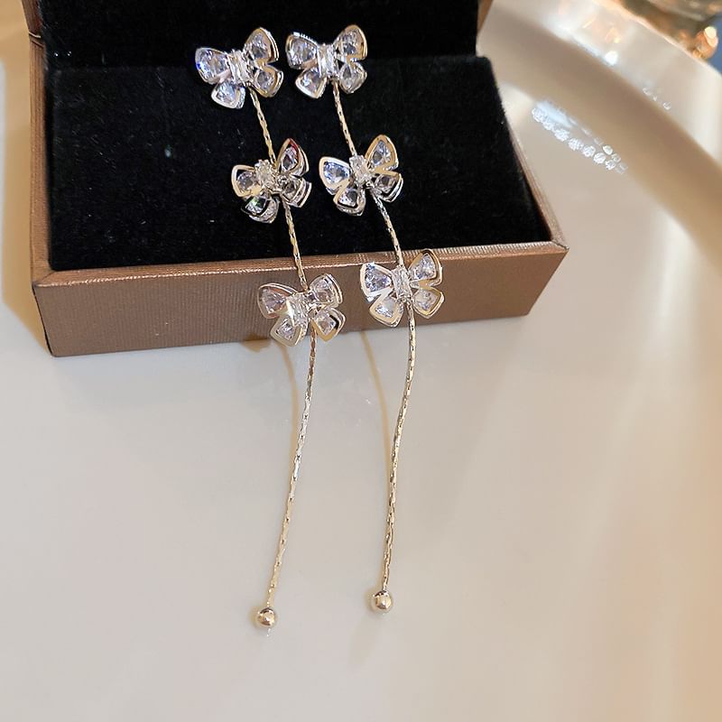 Drop Rhinestone Earring Bow