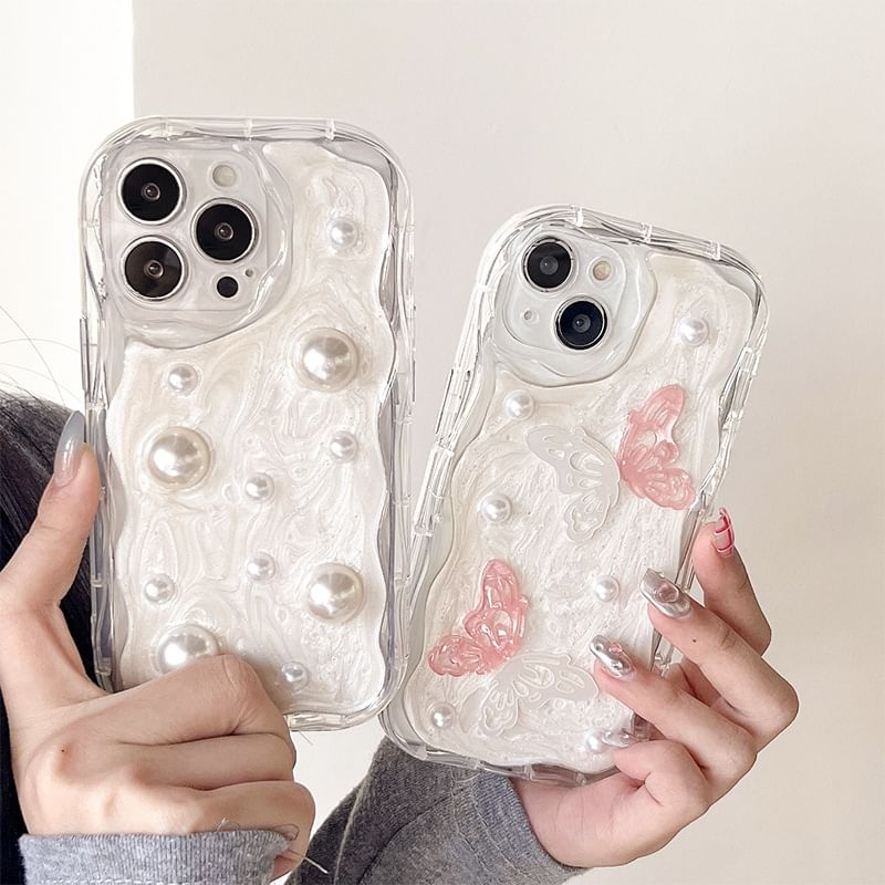 Phone Pearl Faux Butterfly Case