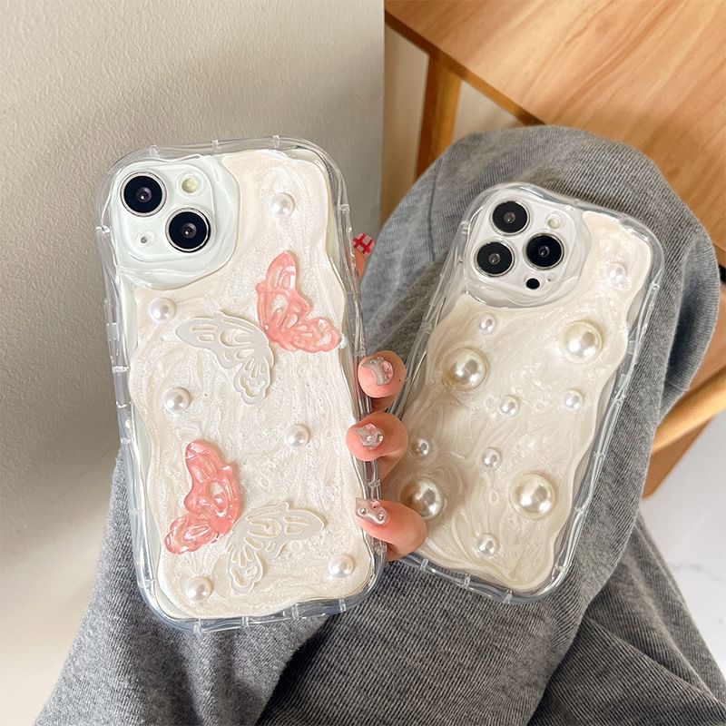 Phone Pearl Faux Butterfly Case