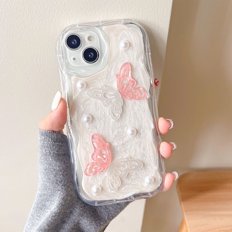 Phone Pearl Faux Butterfly Case