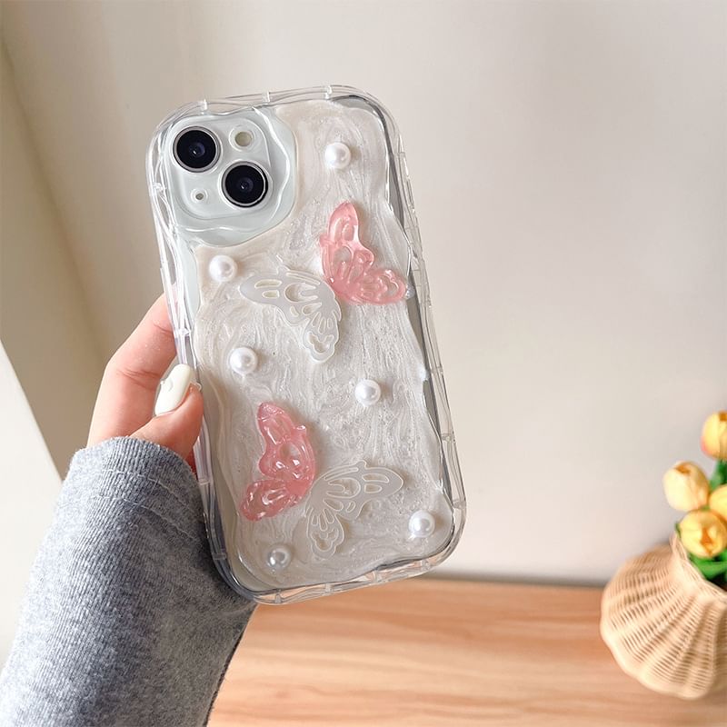 Phone Pearl Faux Butterfly Case