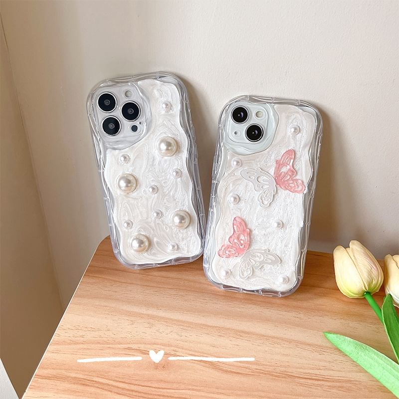 Phone Pearl Faux Butterfly Case