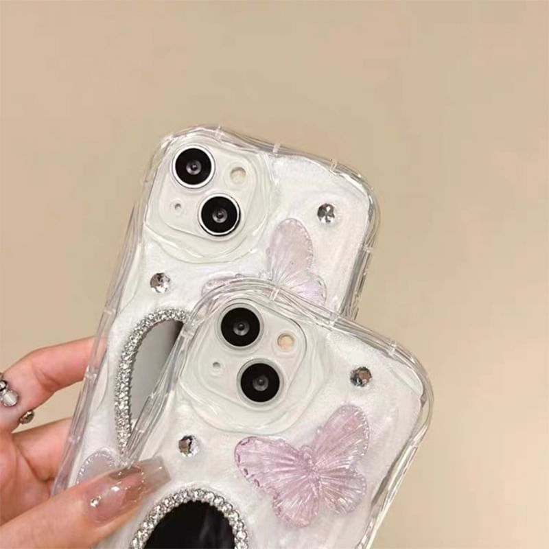 Heart Phone Butterfly Mirrored Case