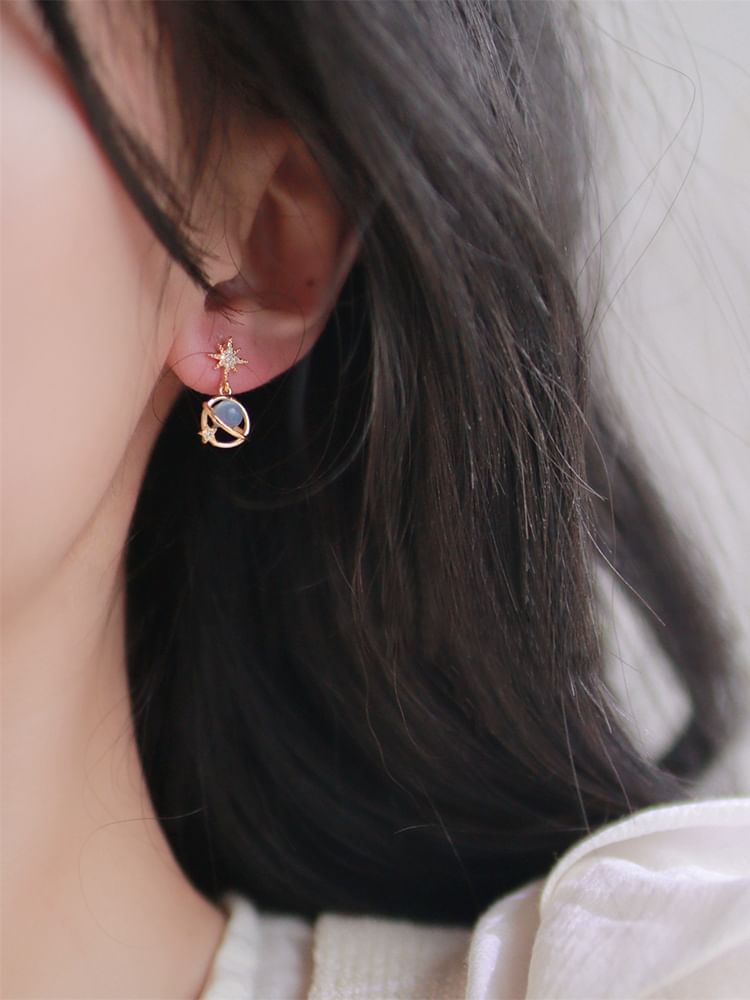 Planet Star Eye Stone Cat Alloy Earring Faux Drop