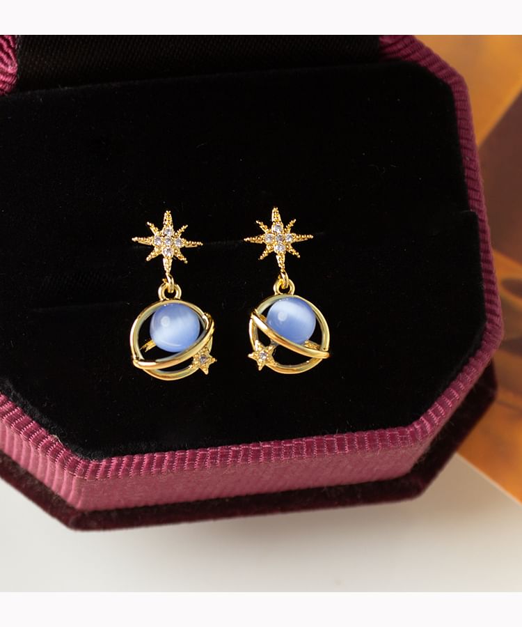 Planet Star Eye Stone Cat Alloy Earring Faux Drop