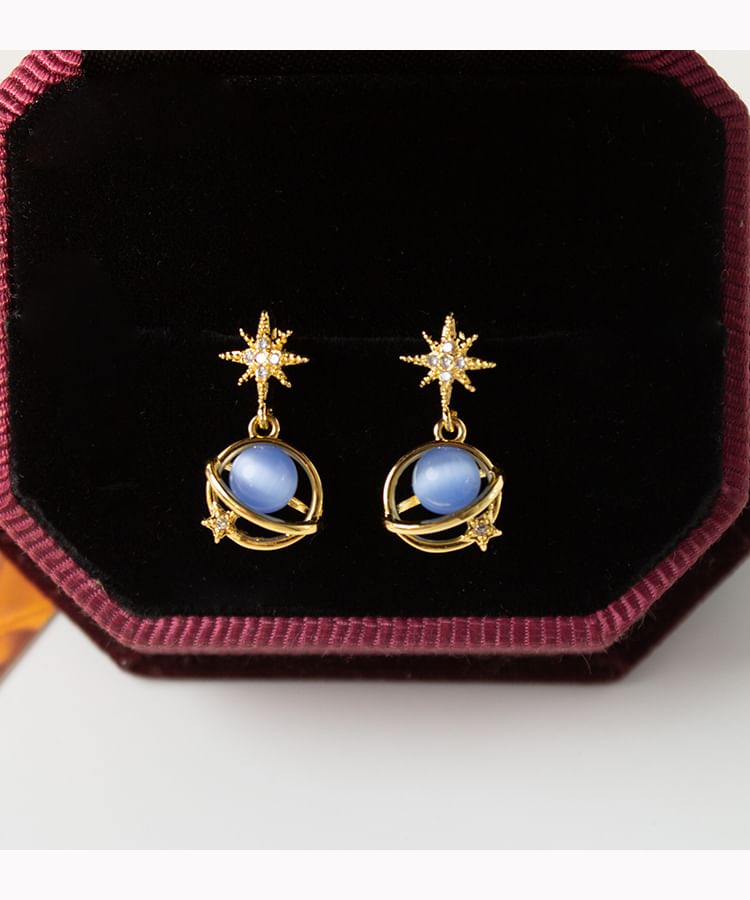Planet Star Eye Stone Cat Alloy Earring Faux Drop