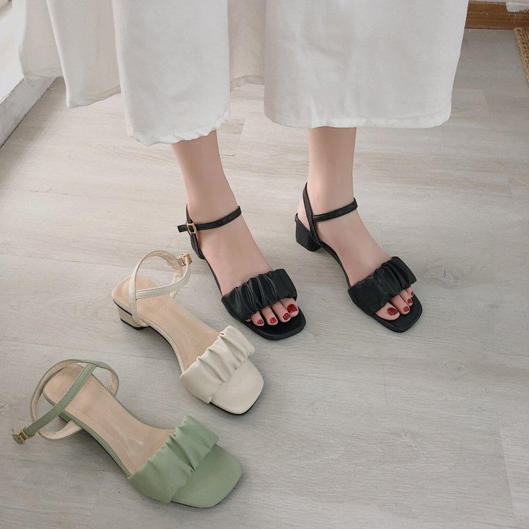 Strap Sandals Ruched Ankle