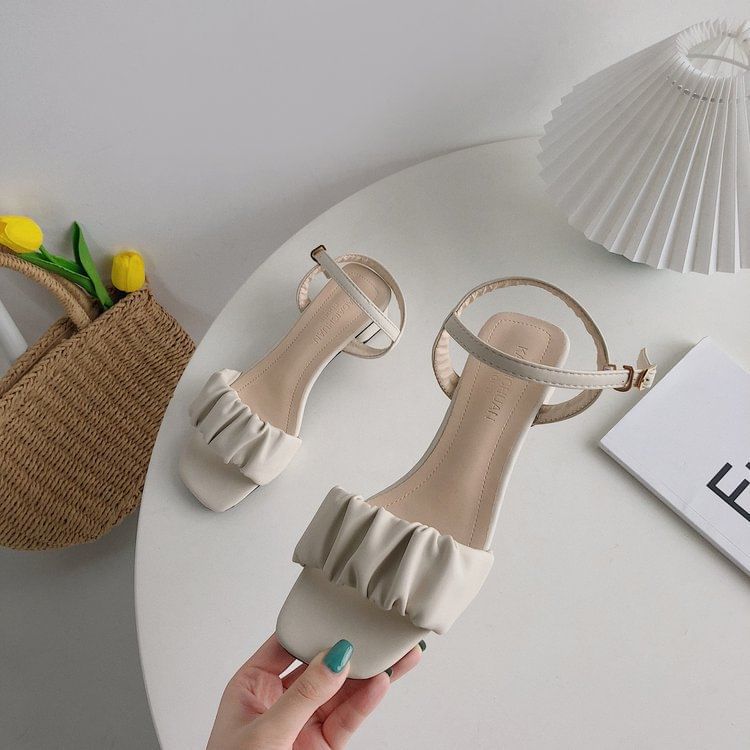 Strap Sandals Ruched Ankle