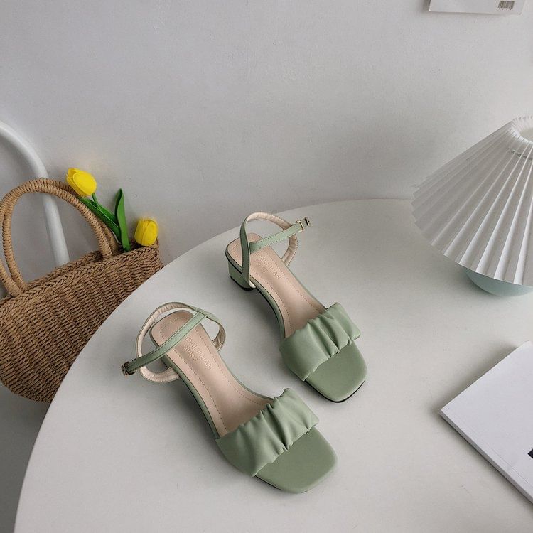 Strap Sandals Ruched Ankle