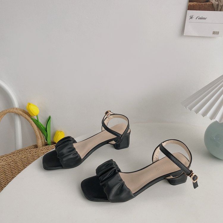 Strap Sandals Ruched Ankle
