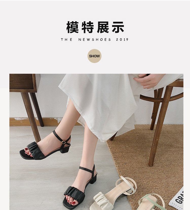 Strap Sandals Ruched Ankle