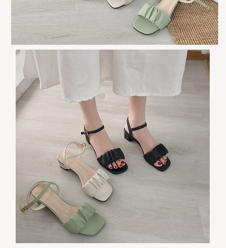 Strap Sandals Ruched Ankle