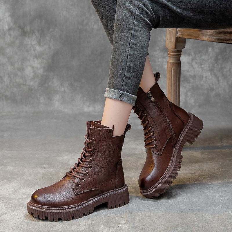 Short Platform Lace Up Boots
