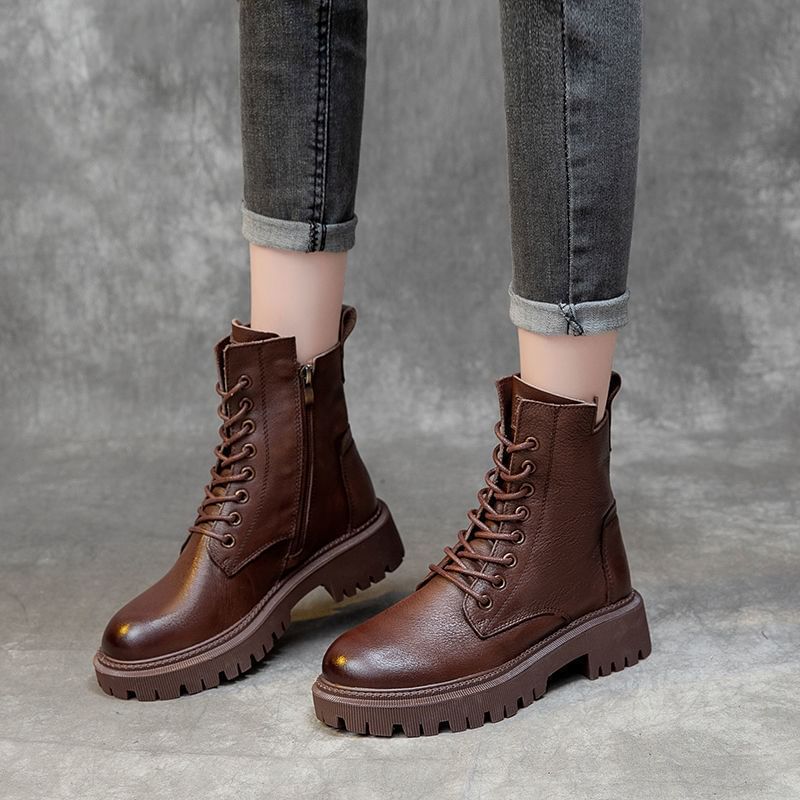 Short Platform Lace Up Boots