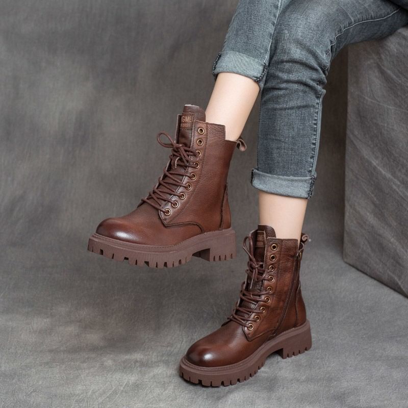 Short Platform Lace Up Boots