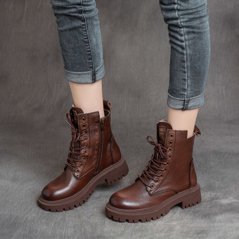Short Platform Lace Up Boots