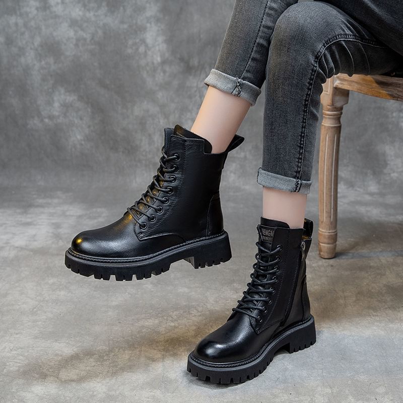 Short Platform Lace Up Boots
