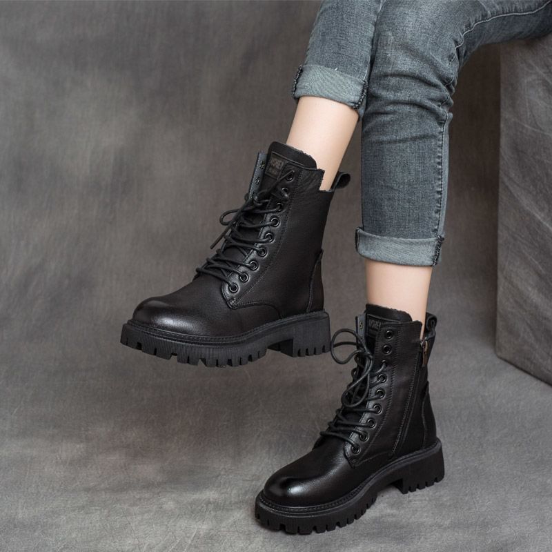 Short Platform Lace Up Boots