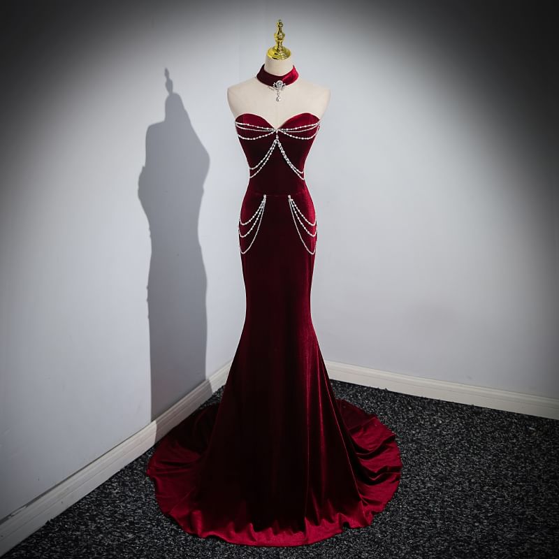 Sweetheart Trained Gown Off Sheath Chained Shoulder Neckline Evening