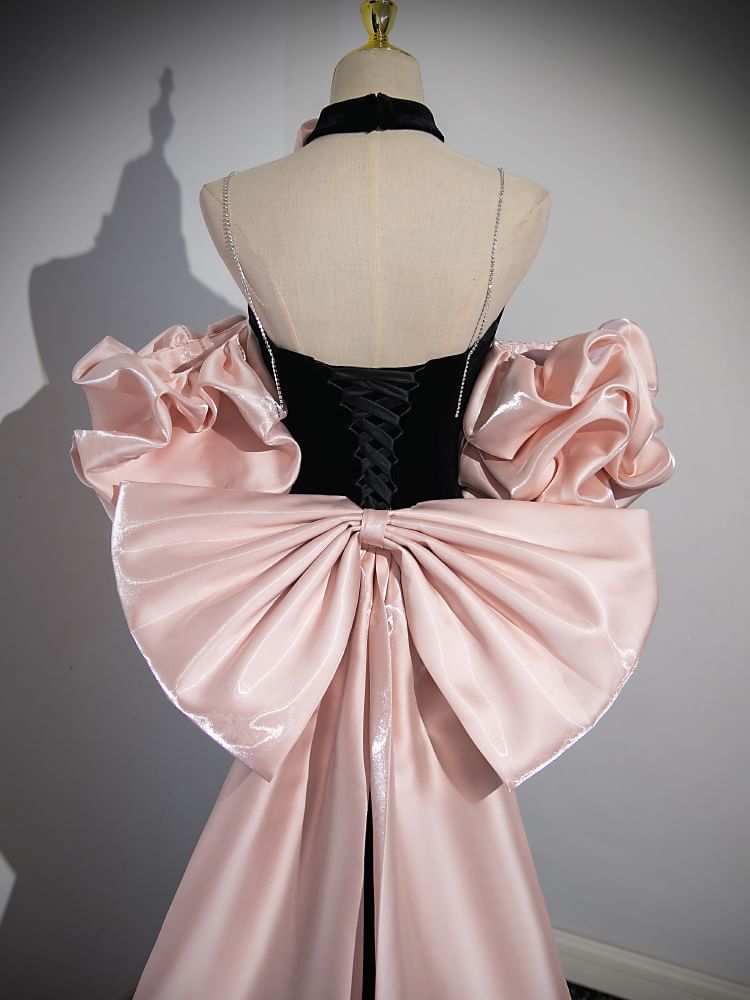 Evening Gown Sheath Halter Back Bow Neck