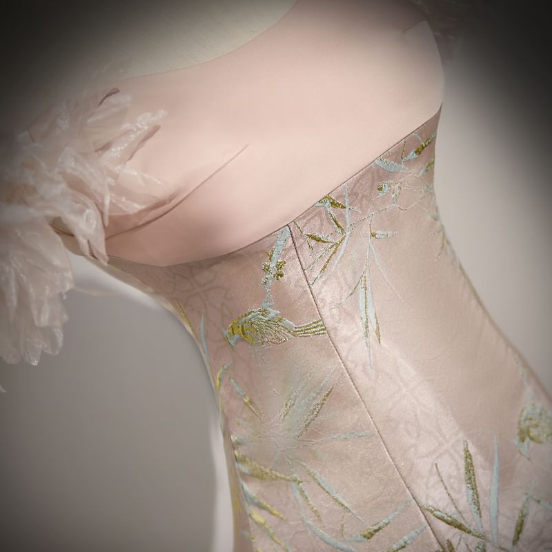 Print Off Evening A-Line Shoulder Gown