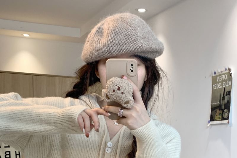 Button-Up Cardigan Plain Hooded